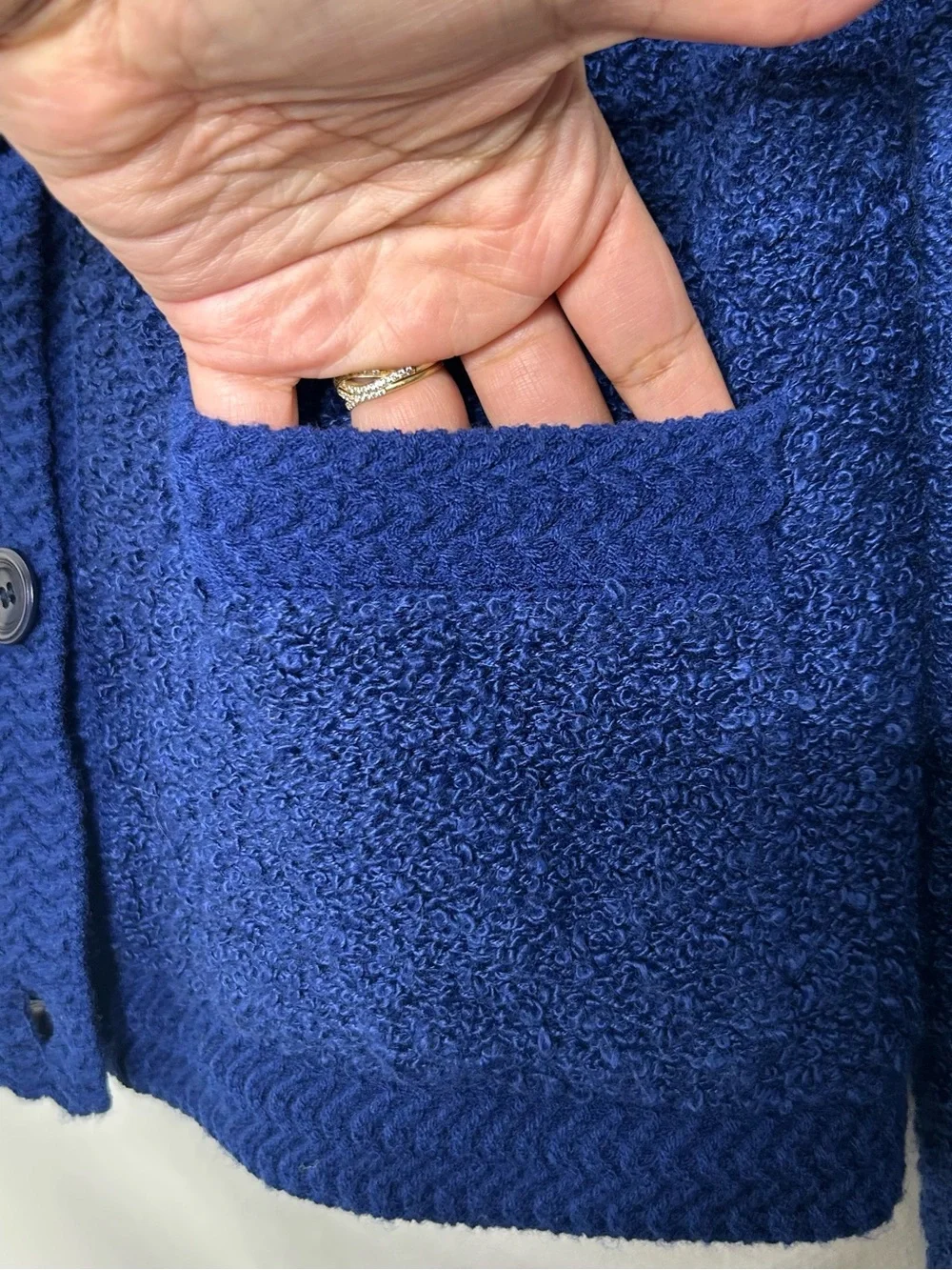 J Crew Classic Women's Bouclé Cardigan Jacket - Navy